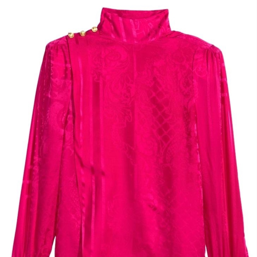 Balmain x HxM Jacquard Weave Hot Pink Blouse